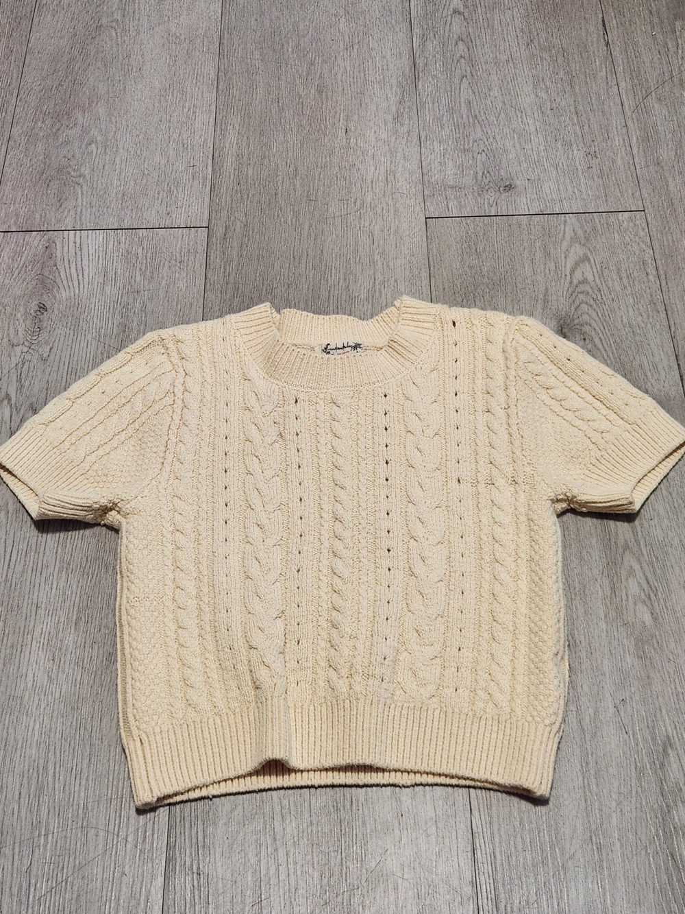 Intimately Free People Coquette Short Sleeve Cable Knit Sweater Top Small